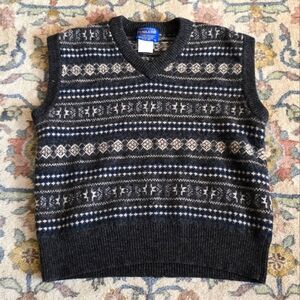 Pendleton Vintage Lambswool Gray Argyle Sweater Vest Women's L